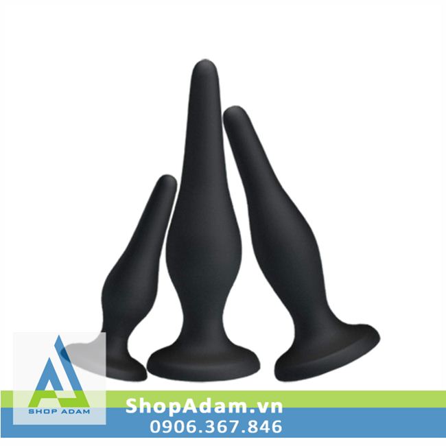 Bộ 3 butt plug silicone Pretty Love gắn tường kích thích