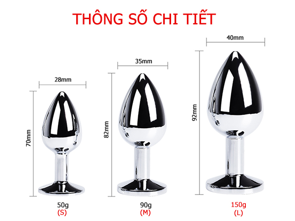 Phích cắm hậu môn inox đế pha lê chất liệu bền đẹp giá tốt
