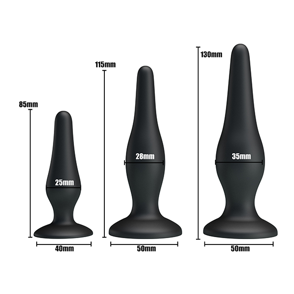 Bộ 3 phích cắm hậu môn silicon nhỏ gọn cho người mới bắt đầu tiện lợi